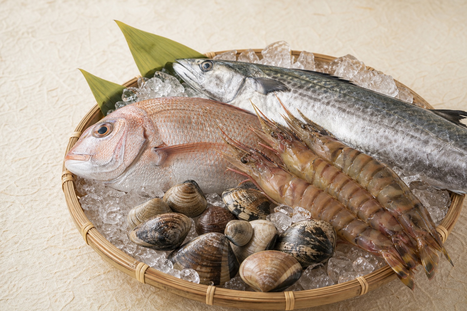 産地直送の鮮魚の盛り合わせ
